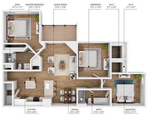 A floor plan of a house with labeled rooms and dimensions.